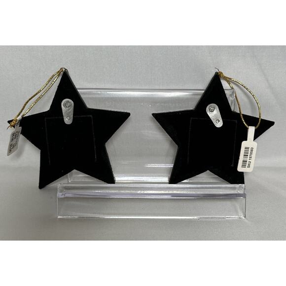 Christmas Ornaments Pier 1 Gold Star Hanging Photo Frames 1.25"x1.25" Set of 2 - Picture 2 of 2